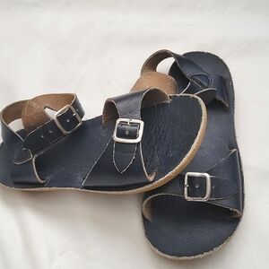 SALT & WATER Leather Blue Sandals. Size 12. For Little Girls.